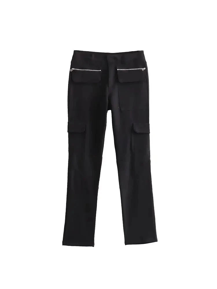 Autumn Women Vintage Simplicity Streetwear Chic Vintage Personality High Waist Zippered overalls