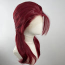 Dark Red 13x4 Wigs for Women Cosplay Shoulder Length Short Curly Wigs Layers Ponytails Medium Cap