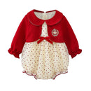 Autumn Infant Baby Girls Bodysuits Peter Pan Collar Long Sleeve Overalls Jumpsuits