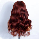 Reddish Brown Long Wavy Closure Human Hair Wig For Women Remy Hair Body Wave