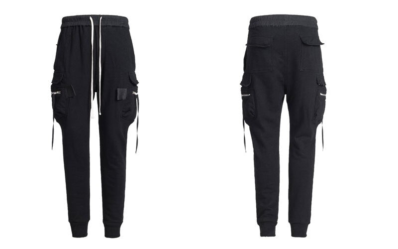 Cargo Pants Hip Hop Side Zipper Pocket Harem Joggers Sweatpants Streetwear Men Casual Trousers