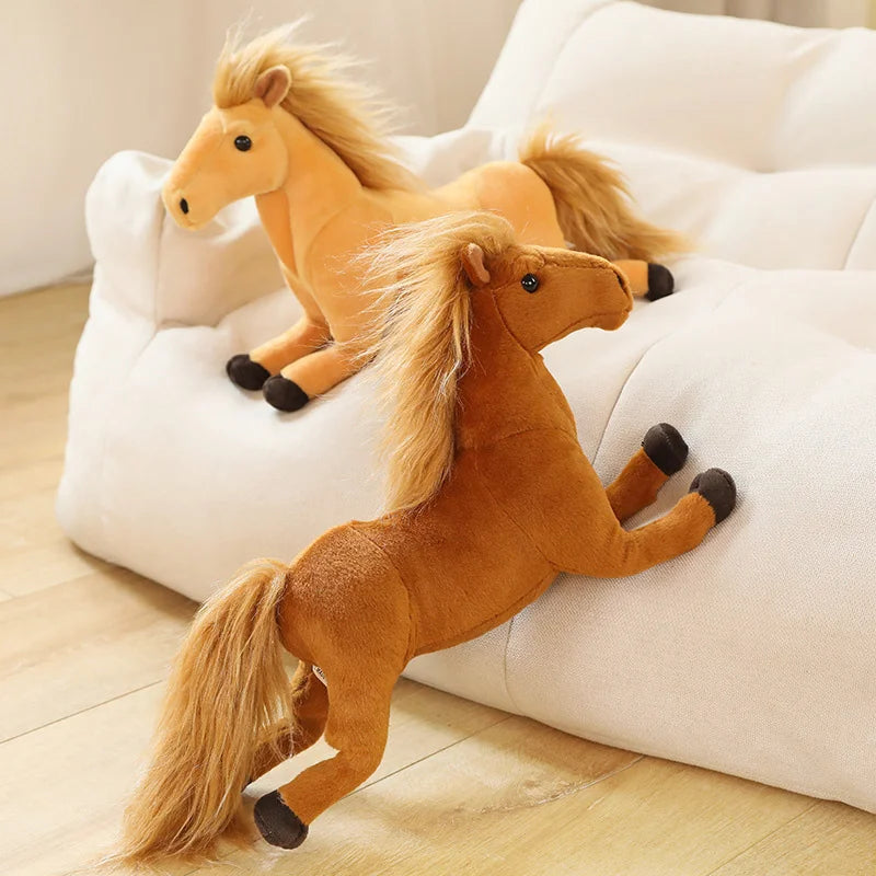 Simulation Horses Plush Toy Stuffed Soft Animal Dolls Real Life Horse Pillow for Children Kids Creative Birthday Decor Gifts