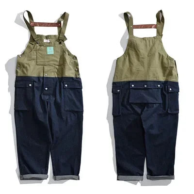 Men Jeans Color Matching Overalls Men Suspender Pants Overalls Pants Denim Pants Men Rompers