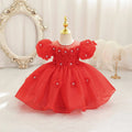 Summer Infant Baby Girl Dresses Flower Appliques Toddler Kids Birthday Party Princess Wedding Ball Gown