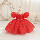Summer Infant Baby Girl Dresses Flower Appliques Toddler Kids Birthday Party Princess Wedding Ball Gown