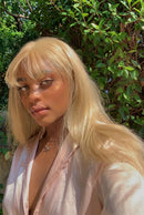 Blonde Long Straight Human Hair Wigs With Bangs For Women Hair Glueless