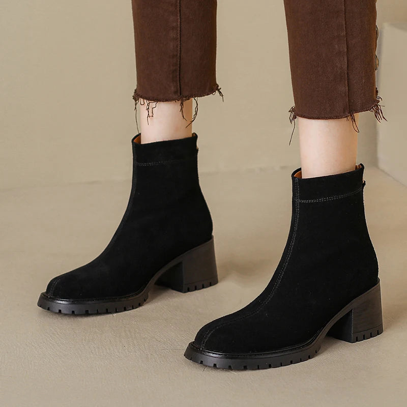 Ankle Boots Ladies Winter Autumn Boots Platform Thick High Heels Women Shoes