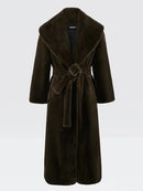 Winter Elegant Chic Long Thick Warm Fluffy Faux Fur Coat Women Shawl Collar Luxury Designer Clothes