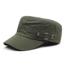 Washed Cotton Army Cap – Adjustable Flat Top Visor Hat