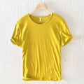 Summer Short-Sleeved Men Thin Section Casual Round Neck Cotton Short Solid Pullover Bottoming Sweatshirt T-Shirt