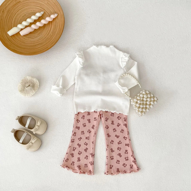 1-4T Toddler Kid Baby Girl Clothes Autumn Cotton Pant Elegant Cute Sweet Stretch Trousers Outfit