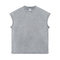 Spring Summer Men Tide Chic Ins Vest Salt-Washed Distressed Tank Top Frayed Edges