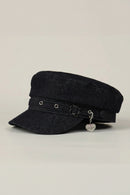 Retro Flat Top Military Hat For Ladies Stiff Denim Peaked Cap Sweet Hot Girl Sun Hat