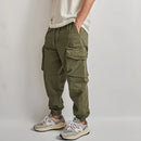 Spring Summer Retro Military Outdoor Cargo Pants Men Loose Casual Ankle-tied Trousers
