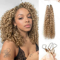 Woman with styled hair and hair extensions displayed on a white background, Obroi