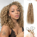 Woman with styled hair and hair extensions displayed on a white background, Obroi