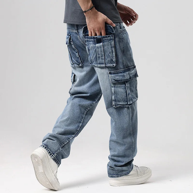 Men's Vintage retro Cargo pants work skateboard jeans mens jeans