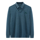 Spring Fall Men Retro Basic Polo Shirt Long Sleeve Solid Simple Casual Loose Tops