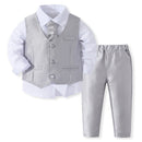 Boys Sets Clothing Shirt Vest Pant Formal Outfit Baby Suits Toddlers Party Bow Tie Children Birthday Elegant Brothers Clothes