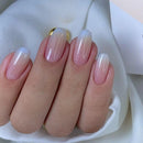 24Pcs Mid-length Oval Almond Edge Wearing Nail French Simple Acrylic Manicure Art