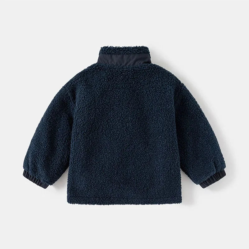 Autumn/Winter Boys' Thick Coat Baby Particle Velvet Stand up Collar Jacket Top Trendy Children's Clothing