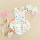 Toddler Baby Girls Summer Clothing Casual Romper Sleeveless Dot &amp; Rainbow Print Sleeveless Playsuit + Headband