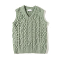 Green cable knit vest on a white background, Obroi