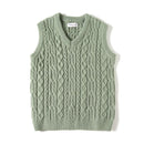 Green cable knit vest on a white background, Obroi
