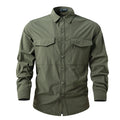 Green shirt with button details on a white background, Obroi