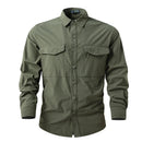 Green shirt with button details on a white background, Obroi
