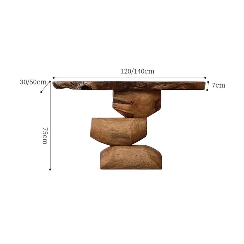 Wooden table with dimensions labeled on a white background, Obroi