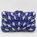 Blue and silver beaded clutch bag on a white background, Obroi