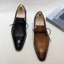 Men Toe Brogue Derby Shoes Genuine Leather Lace-Up Luxury Dress Oxford Male Leather