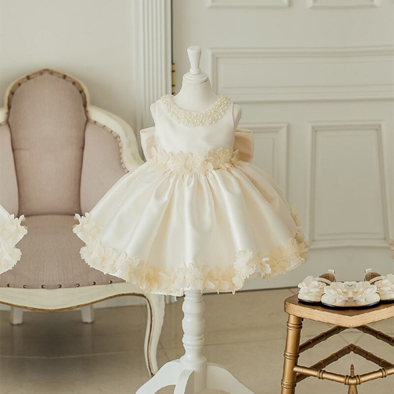 Girls Princess Dress for Baby Elegant Wedding Dresses Kids Vintage Ball Gown Children 1st Birthday Baptism Party
