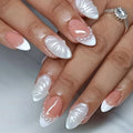 Shell Press on Nails Design Almond Tips Press on nails French Nails Short Almond Wearable Full Cover