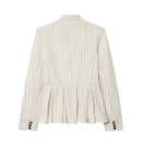 Women Long Sleeve Striped Peplum Blazer Chic Lady Elegant Casual Work Wear Coat