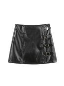 Women Punk Goth Aesthetic Mini Faux Leather Skirt Chic
