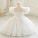 Puffy Mesh Princess Dress for Girls Beading Casual Kids Clothes Baby Graduation Ball Gown