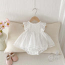 Lace Flying Sleeve Jumpsuit for Newborns in Summer Baby Children Baby Princess Mesh Bag Fart Clothes