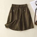 Linen Shorts Pants Casual Button Up High Waist Wide Leg Pants Clothing