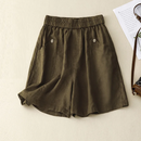 Linen Shorts Pants Casual Button Up High Waist Wide Leg Pants Clothing