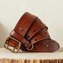 Pure 3.8cm Wide Genuine Leather Belt for Men Double Pin Buckle Male Jeans Belts