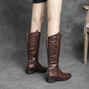Genuine Leather Spring Heels Knee High Booties Snow Ankle Women Winter Shoes