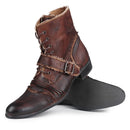 Full Grain Leather Retro Casual Ankle Boots Men's Motorcycle Wear-Leather Work Chelsea Shoes