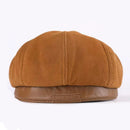Men's Genuine Leather Beret Hat Warm Winter Hat for Casual Wear