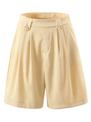 Women Autumn Loose Casual Office Ladies High Waist Straight Five Points Short Wide Leg Pants Female