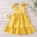 Toddler Kid Girls Dress Vintage Hollow Out Bow Ruffle Dresses For Girls Summer Children Holiday Clothing
