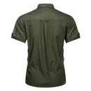 Summer New Men Military Tactical Short-sleeved Shirt Cotton Casual Loose Top Men Lapel Solid Single-breasted Shirt