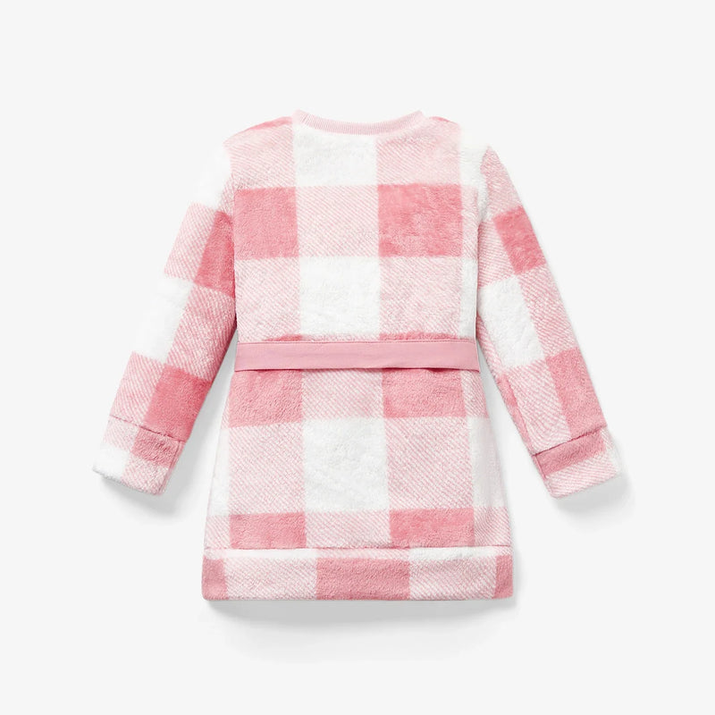 Toddler Girl Sweet Waist Bag Grid Pattern Long Sleeve Dress Set Casual/Outdoor Sweet