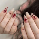 Halloween Scarlet Red Halo Dyeing Fake Nails Pumpkin Skeleton Detachable Finished False Nails Press on Nails